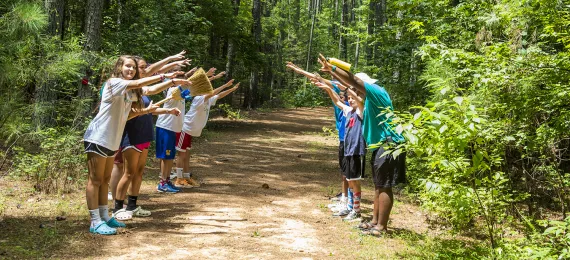 Staff Trainees doing a team building exercise