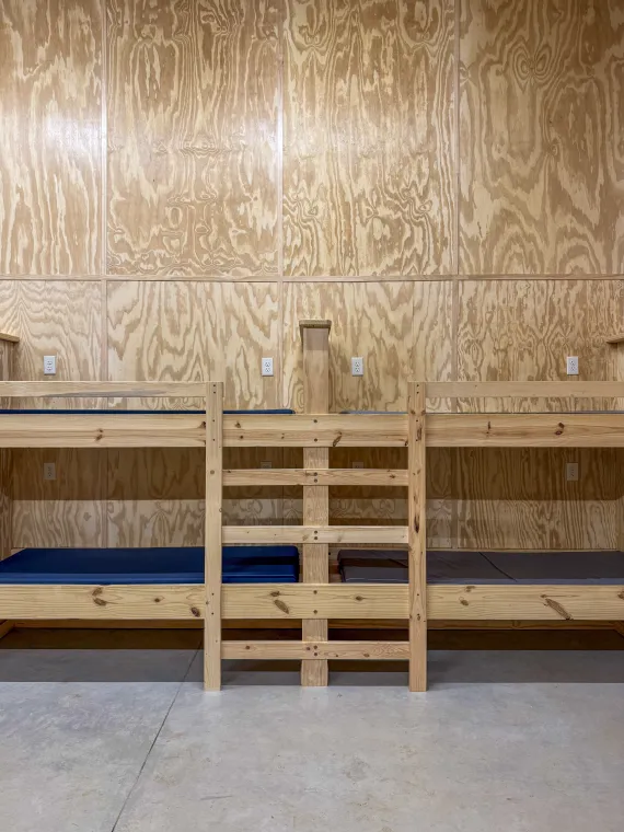 An image of the bunkbeds in cabins 8 and 9.