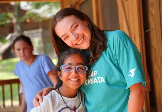 Counselor and camper at Camp Kanata